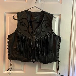 ladies leather vest - large